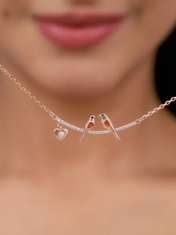 Rose Gold Love Bird Necklace
