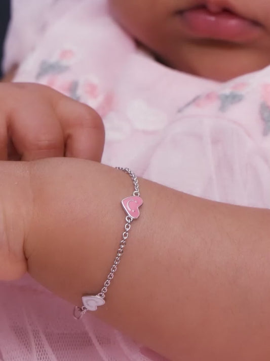 Silver Smiley Love Kids Bracelet