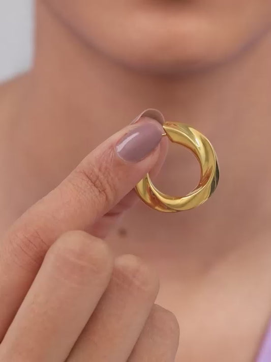 Golden Twisted Hoop Earrings
