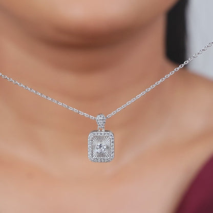 Silver Aurelia Starburst Locket Pendant With Link Chain