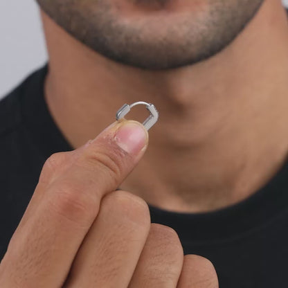 Silver Line Loop Earring For Him