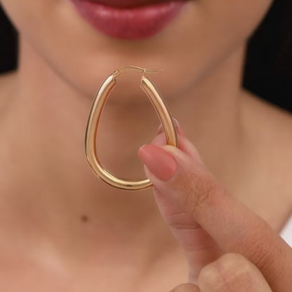 Rose Gold Tapered Hoop Earrings