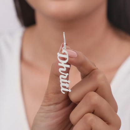 Silver Personalised Cursive Name Earrings
