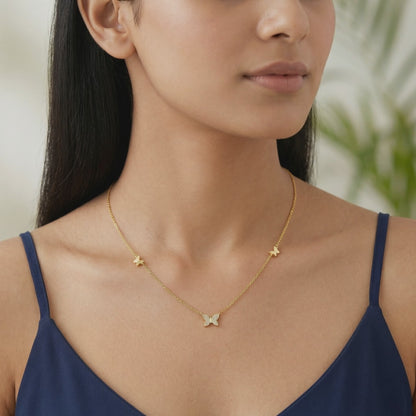 Golden Triple Flutter Necklace