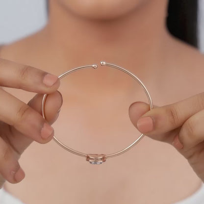 Rose Gold Aster Halo Lab Grown Diamond Bangle