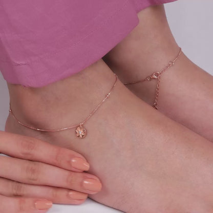 Rose Gold Bloom Charm Anklet