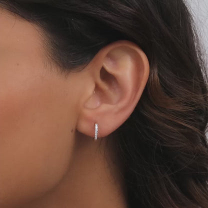 Gold Glowing Sphere Diamond Hoop Earrings