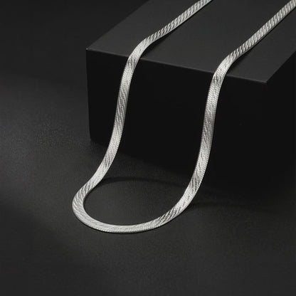 Silver Flat Snake Chain For Him