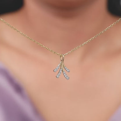 Gold Leafy Lab Grown Diamond Pendant