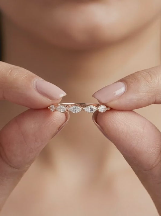 Rose Gold Marquise Half Eternity Ring (Size 12)