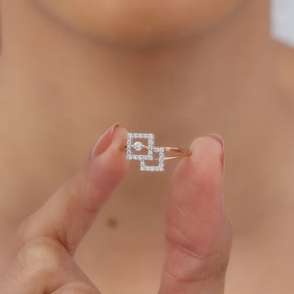 Rose Gold Fair and Square Lab Grown Diamond Ring