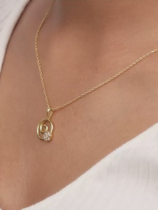 Golden Spiral Keepsake Pendant With Link Chain