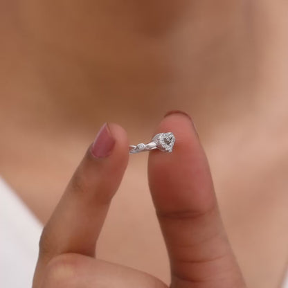 Silver Heart Entwined Ring