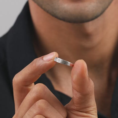 Silver Modern Minimalism Ring For Him