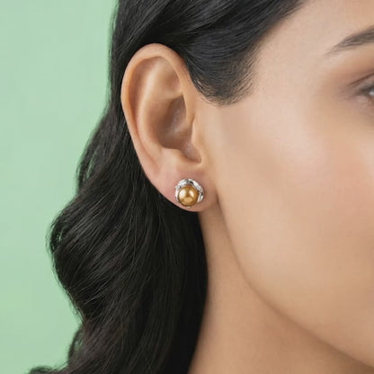 Silver Paulette Pearl Stud Earrings