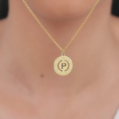 Golden Personalised Initial Grace Pendant with Link Chain
