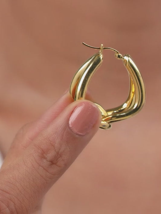 Golden Interlocked Hoop Earrings