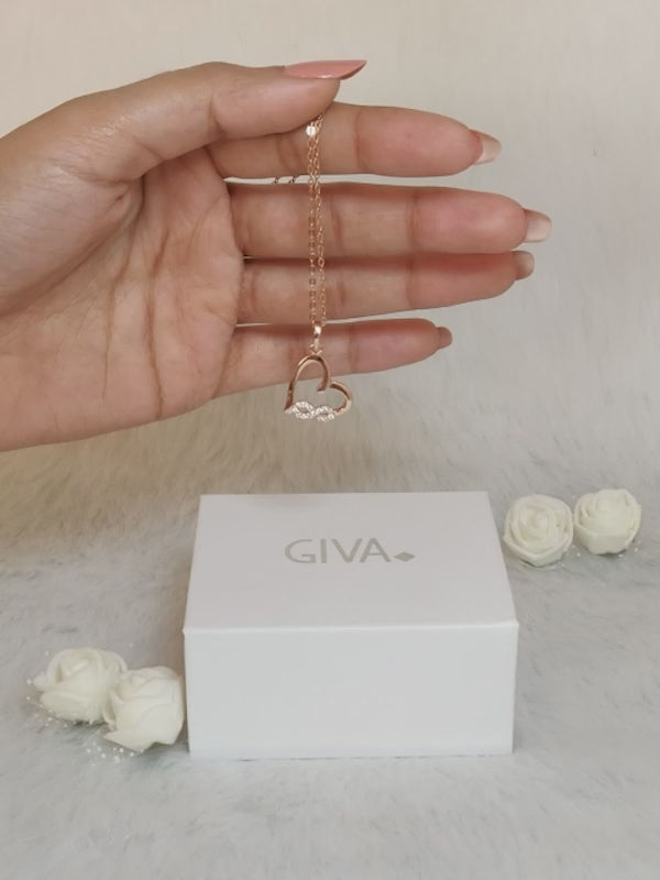 Rose Gold Infinity Heart Pendant with Link Chain