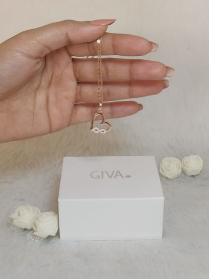 Rose Gold Infinity Heart Pendant with Link Chain