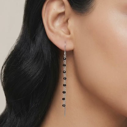 Silver Orlina Noir Sui Dhaga Earrings