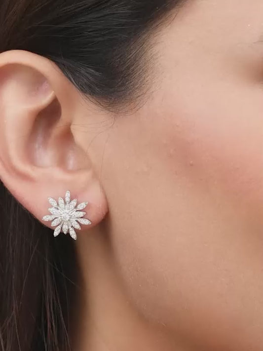 Silver Classic Flower Romance Earrings