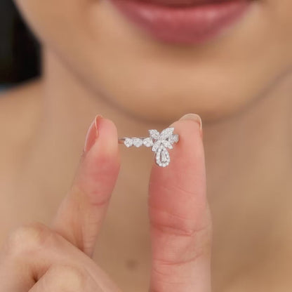 Silver Periwinkle Floral Ring