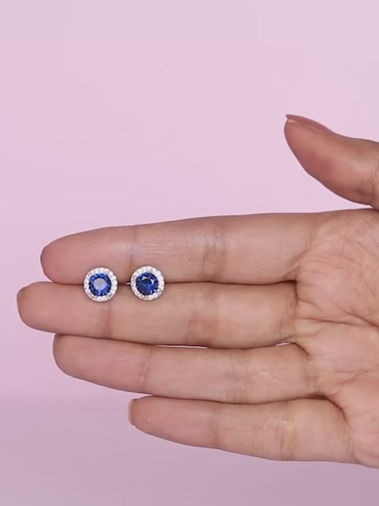 Silver Hypnotic Blue Studs
