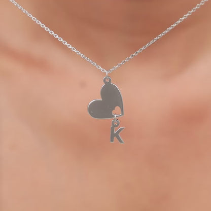 Silver Personalised Heart Initial Pendant
