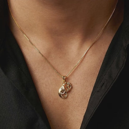 Dual Tone Om Ganesh Silver Pendant With Box Chain For Him