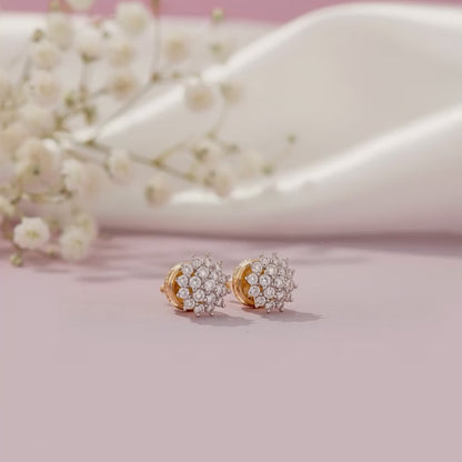 Gold Carnation Floral Lab Grown Diamond Studs