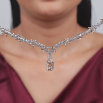 Silver Alhambra Azure Necklace