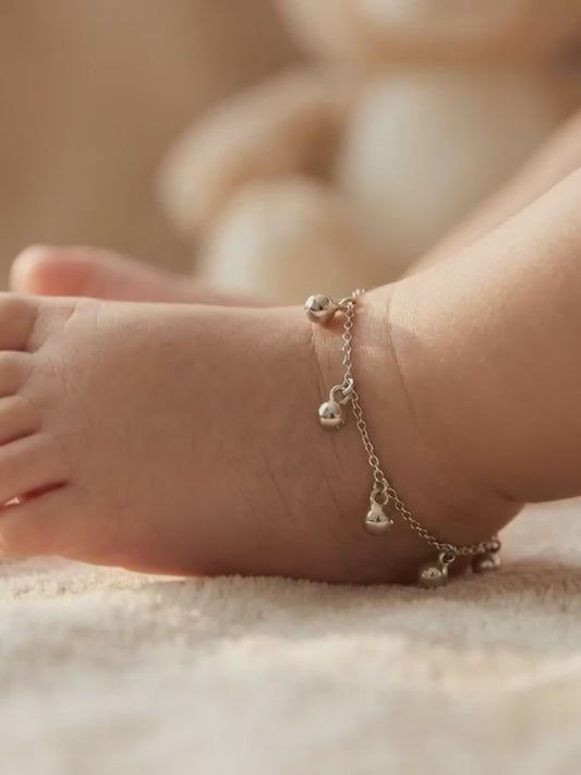Silver Sol Circle Kids Anklet (0 - 1 Years)