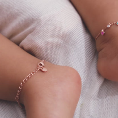 Rose Gold Lil’ Heartbeat Kids Anklet (0-1 Years)