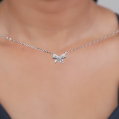 Silver Cute Bow Necklace