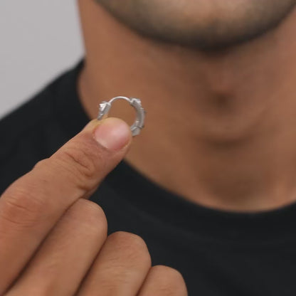Silver Spike Hoop Earring For Him