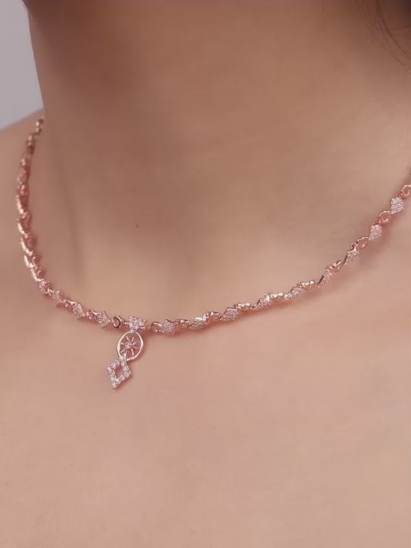 Rose Gold Floral Wheel Necklace
