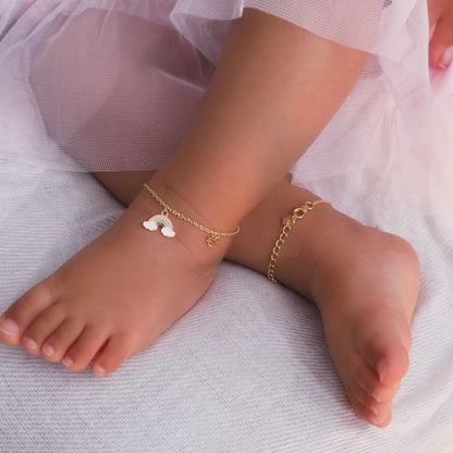Golden Colourful Rainbow Kids Anklet