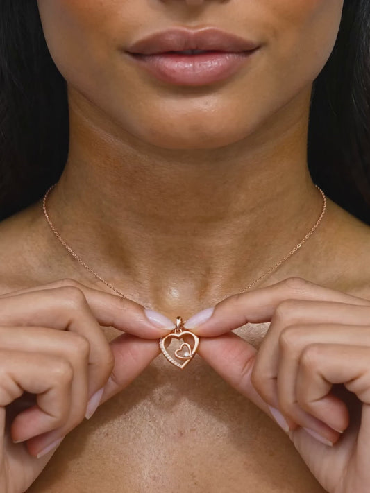 Rose Gold Double the Love Pendant with Link Chain
