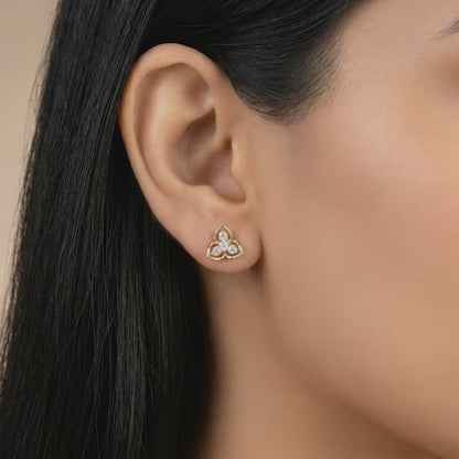 Gold Clover Loop Lab Grown Diamond Earrings