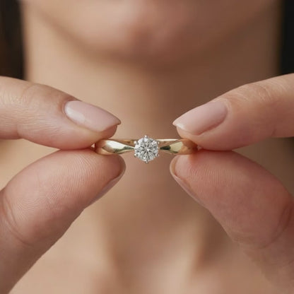 Gold Glowing Grace Solitaire Lab Grown Diamond Ring (Size 12)