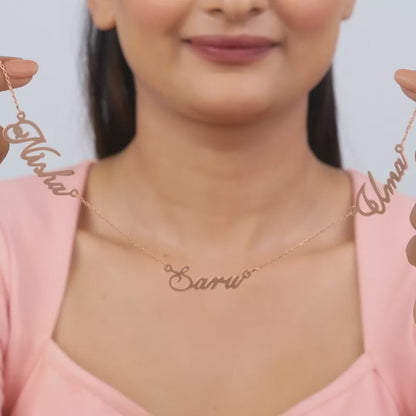 Rose Gold Personalised Bestie Trio Name Necklace