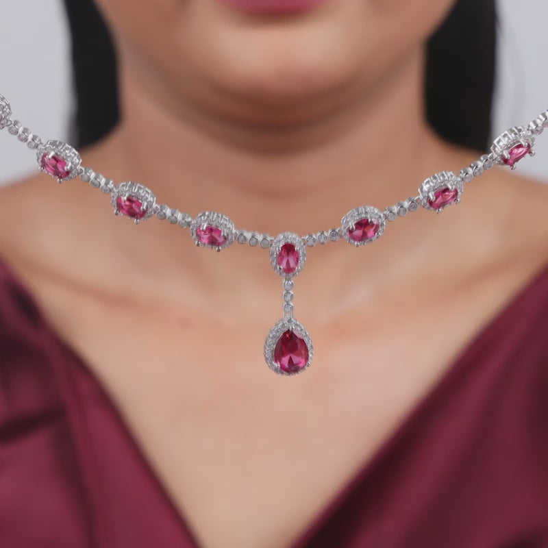 Silver Granada Rouge Red Necklace