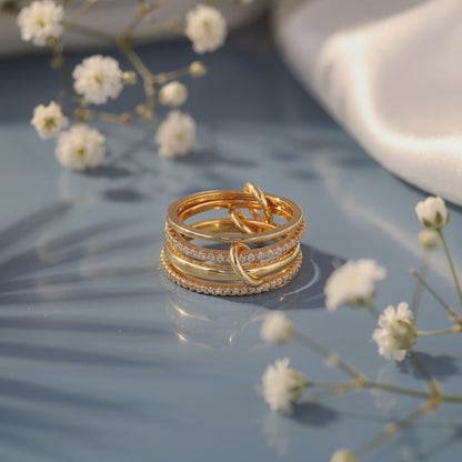 Golden Playful Stack Ring