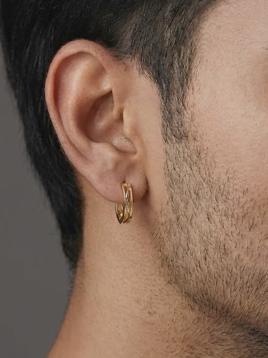 Golden Hexa Hoop Earring For Him