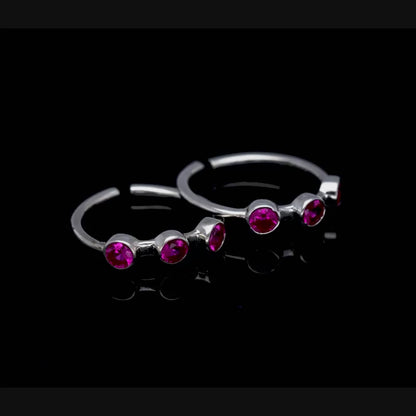 Silver Precious Pink Toe Rings