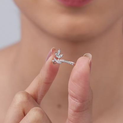 Rose Gold Pure Leaf Lab Grown Diamond Ring