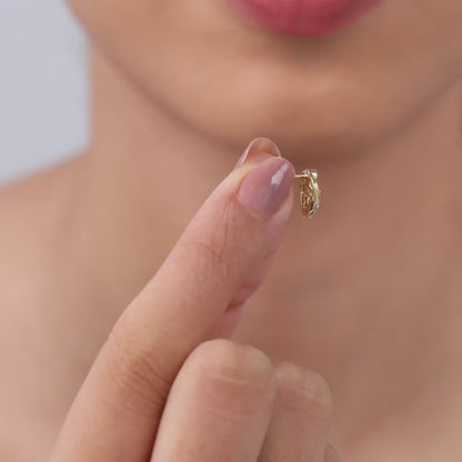 Gold Sleek Leaf Lab Grown Diamond Studs