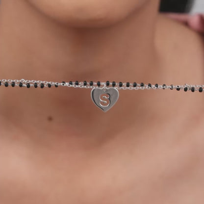 Silver Personalised Heartfelt Initial Mangalsutra Bracelet