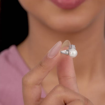 Silver Pearl It Up Ring