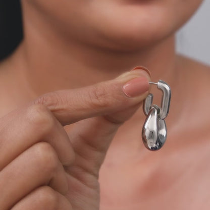 Silver Beauty J Hoop Earrings